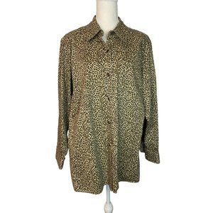 Elizabeth by Liz Claibourne Button Down Shirt, Animal Print, Size 14